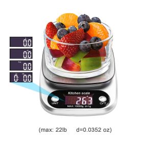 Supermarket Kitchen Scales Stainless Steel Weighing For Food Diet 22lb(1oz) Balance Measuring LCD Precision Electronic Vegetable Mark; Postal Sca