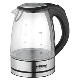 Better Chef 1500W 7-Cup Cordless Electric Borosilicate Glass Kettle with 360 Degree Swivel Base