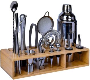 Svin Bartender Kit, 20 Piece Bar Tool Set with Bamboo Stand, Cocktail Shaker Set, Stainless Steel Bar Tools for Drink RT