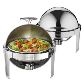 VEVOR Roll Top Chafing Dish Buffet Set, 6 Qt 2 Pack, Stainless Steel Chafer with 2 Full Size Pans