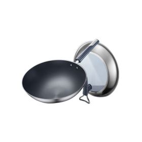 Frying Wok Titanium Uncoated Non-Stick Frying Wok Uncoated Healthy Non-Stick Frying Wok Stir Frying Pan Upgrade with Standing Lid 2 Generation Titaniu