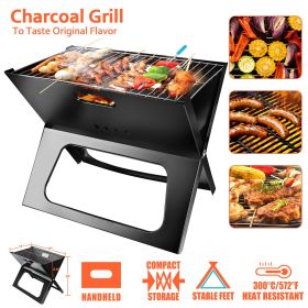 Portable Charcoal Grill - Mini BBQ Grill - Small Table Top Charcoal Grill for Camping, Outdoor Cooking - Foldable Camping Grill for Picnics