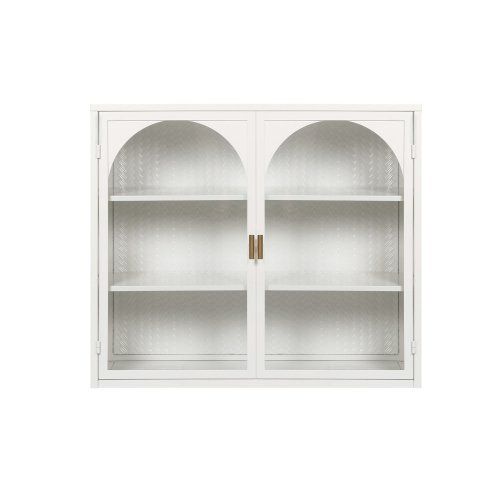 Modern Two-door Wall Cabinet With Glass Door With Three Levels Of Storage For Entrance Living Room Bathroom Dining Room, Characteristic Woven Pat Modern Two-door Wall Cabinet With Glass Door With Three Levels Of Storage For Entrance Living Room Bathroom Dining Room, Characteristic Woven Pat