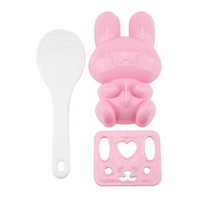 3pcs Food grade PP Cartoon Rabbit Model Sushi Rice Mold DIY Handicraft Onigiri Make Tool(Pink) (Option: as picture)