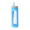 Glass Water Tumble Straw Silicone Bamboo Lids Iced Coffee Cup Bottle Reusable