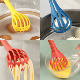 1pc; Multifunctional 3-in-1 Egg Whisk Food Holder Noodle Holder Baking Tool Egg Stirrer Manual Whisk 1 Pack 11.02''√ó2.76'' (Color: yellow)