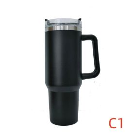 40 oz. With Logo Stainless Steel Thermos Handle Water Glass With Lid And Straw Beer Glass Car Travel Kettle Outdoor Water Bottle (Capacity: 1200ml, Color: C1)