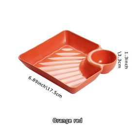 1pc Dumpling Plate With Sauce Dish; Potato; Water; Dumplings; Plate With Vinegar; Dinner Plate; Household Creative Square Serving Plate With Vinegar S (Quantity: 1pc, Color: Orange)