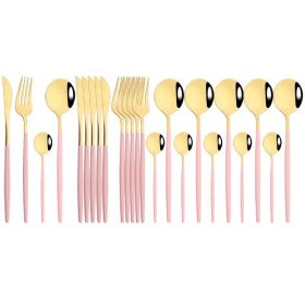 Commercial & Household 24Pcs Dinnerware Set Stainless Steel Flatware Tableware (type: Flatware Set, Color: Pink Gold)