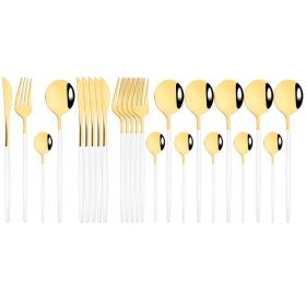 Commercial & Household 24Pcs Dinnerware Set Stainless Steel Flatware Tableware (type: Flatware Set, Color: White Gold)