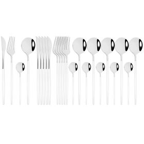 Commercial & Household 24Pcs Dinnerware Set Stainless Steel Flatware Tableware (type: Flatware Set, Color: White Silver)