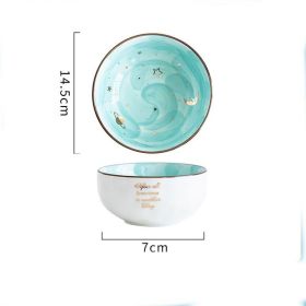 Ceramic Breakfast Salad Bowl With Cute Eating Bowl (Color: Light Blue)