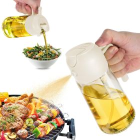 16oz Oil Dispenser Bottle for Kitchen - 2 in 1 Olive Oil Dispenser and Oil Sprayer - 470ml Olive Oil Bottle - Oil Sprayer for Cooking, Kitchen, Salad (Color: off-white)