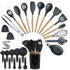 35Pcs Kitchen Cooking Utensils Set Spatula Set Baking Utensil Set Kitchen Accessories Necessities with Holder Egg Whisk Separator Tong Turner Spoons C