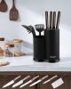 Knife Block Holder, Cookit Universal Knife Block without Knives, Unique Double-Layer Wavy Design, Round Black Knife Holder for Kitchen