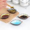 1pc Leaf Shaped Saucer; Handcraft Ceramic Small Plate; Ice Crack Glaze Seasoning Sauce Flavouring Plates; Tableware; Kitchen Supplies; 10.5*7*2.5cm /