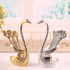 Coffee Spoon Holder For Coffee Bar; 1set Coffee Dessert Spoon Set; Fruit Cake Coffee Tea Spoon; Swan Shaped Base Holder Cutlery Set; Zinc Alloy Metal